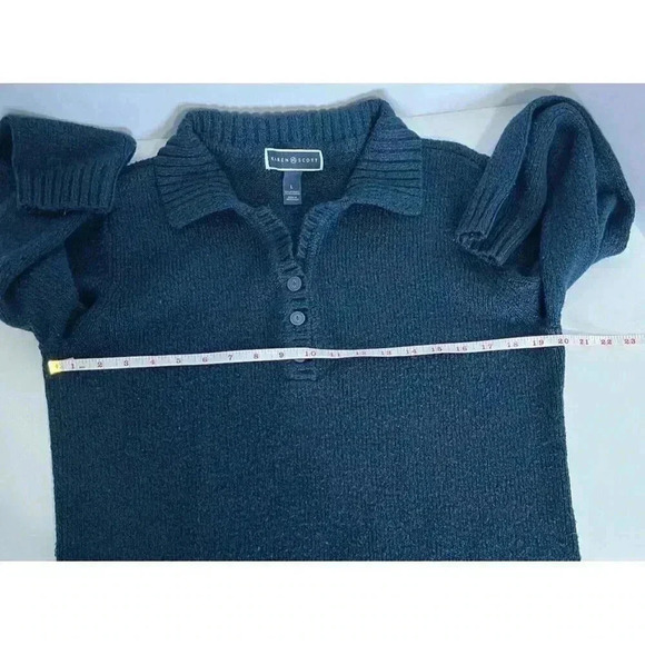 🧶 Karen Scott Dark Teal/Green Collared Button-Up Textured Sweater - Picture 10 of 11